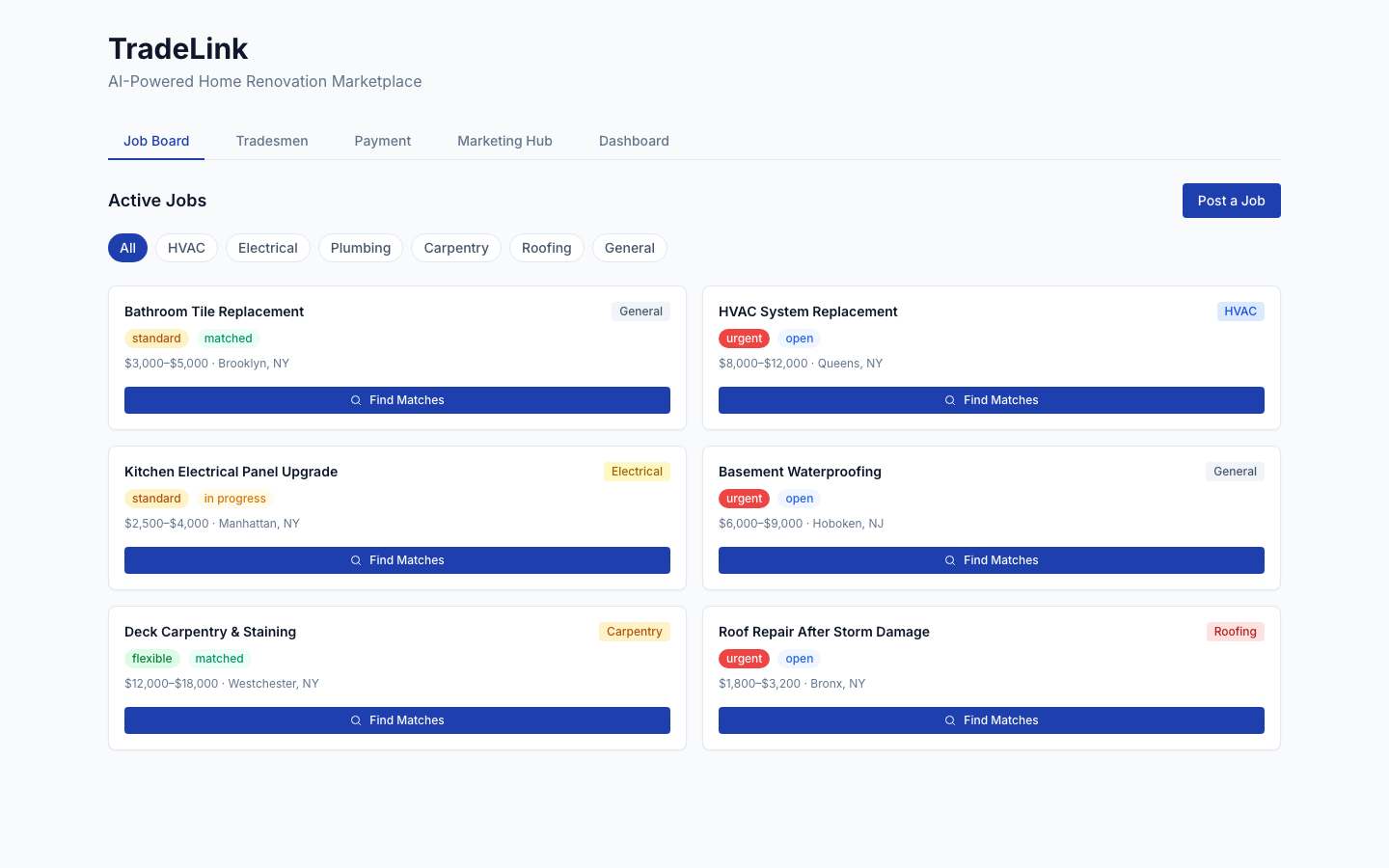 TradeLink — live demo screenshot